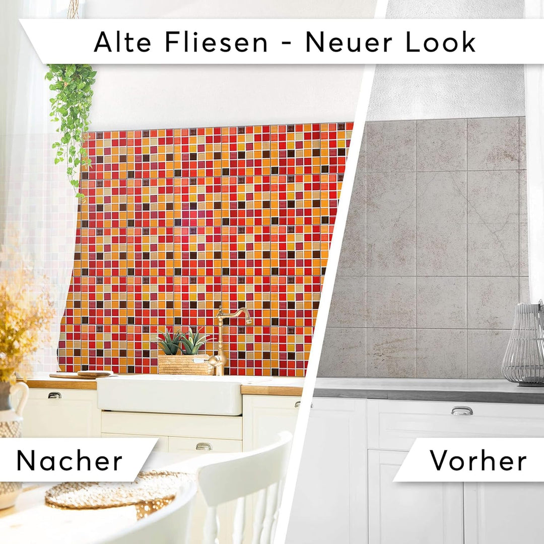 30 Stück Klebefliesen Folie 20x20 cm für Bad und Küche - Fliesenfolie, Fliesenfaufkleber - selbstkle