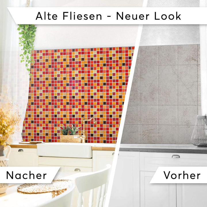 Mosaik Fliesen-Aufkleber I Selbstklebende Sticker-Fliesen für Küche u. Bad I Fliesenmotive für Küche