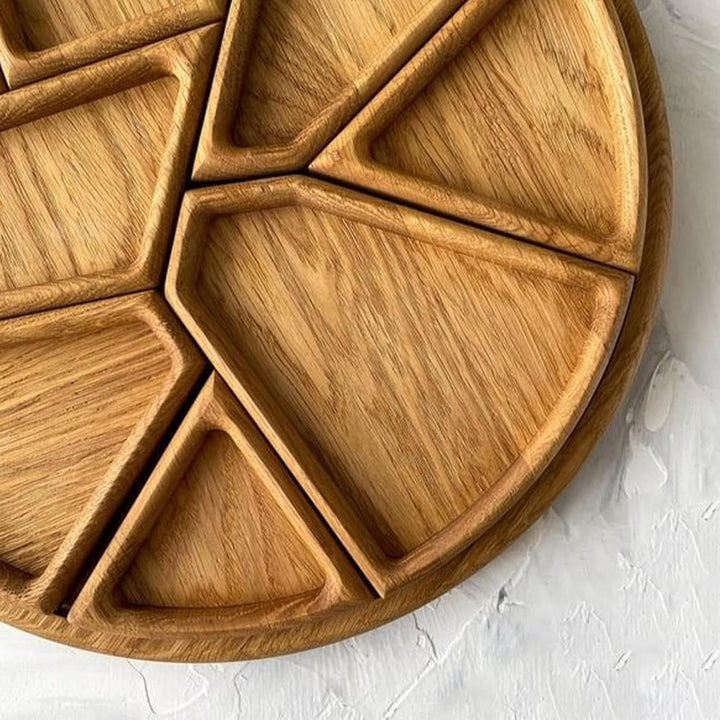 Serviertablett aus Holz | Mahlzeitentablett Puzzle mit Unterteilungen für Lebensmittel | Aufschnittb