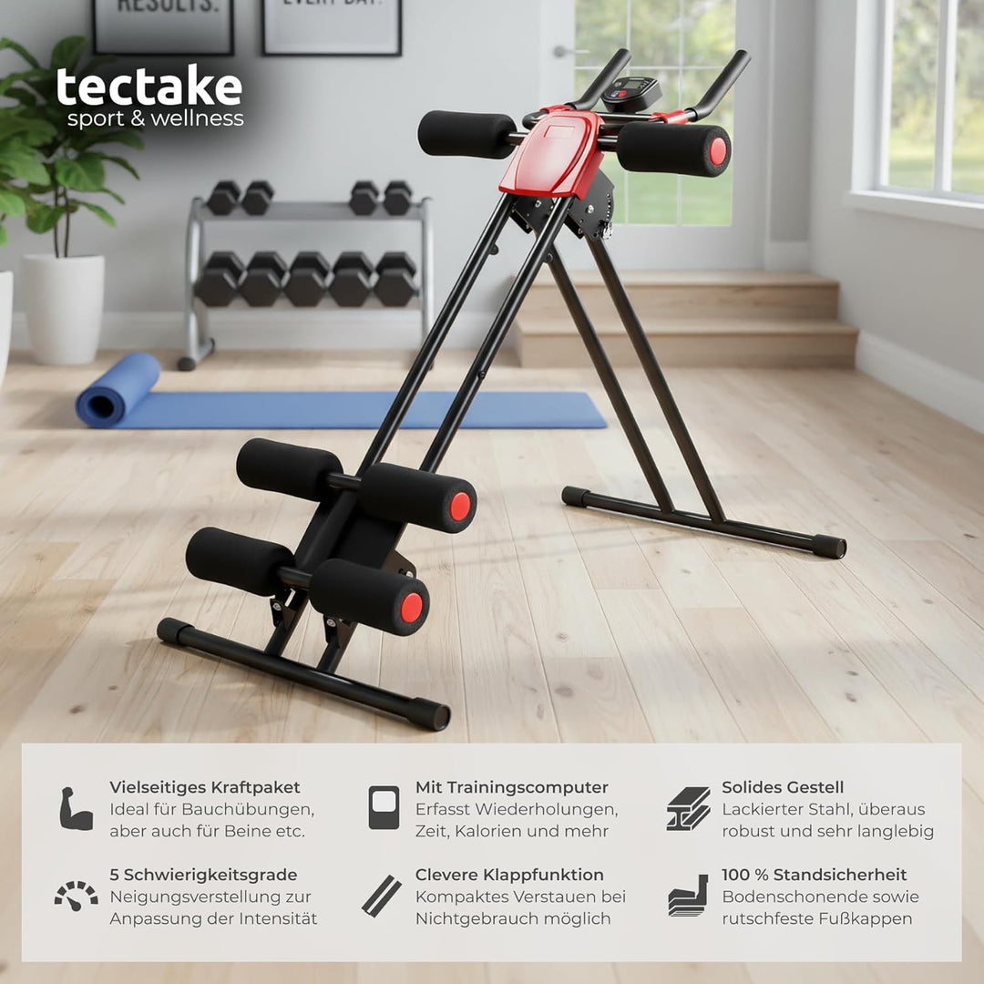 TecTake Bauchtrainer Rückentrainer AB Trainer mit Trainingscomputer | faltbar