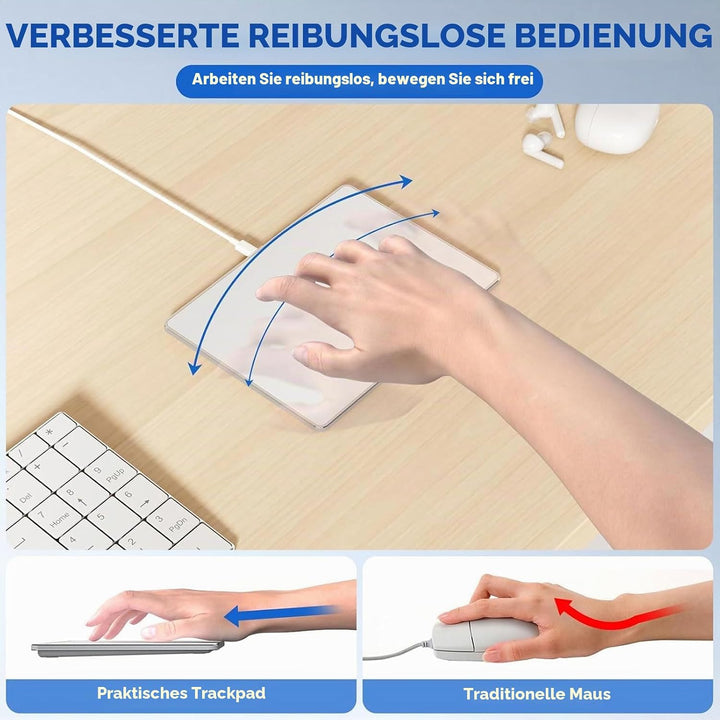 USB-verkabeltes Trackpad, Grosse, Ultraschlanke, Tragbare Touchpad-Maus mit Multi-Gesten, für PC, Co
