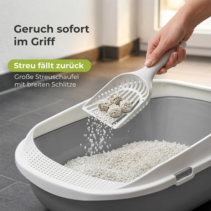 Katzentoilette XXL Jumbo Schale 65 cm graubeige inkl. Schaufel, graubeige