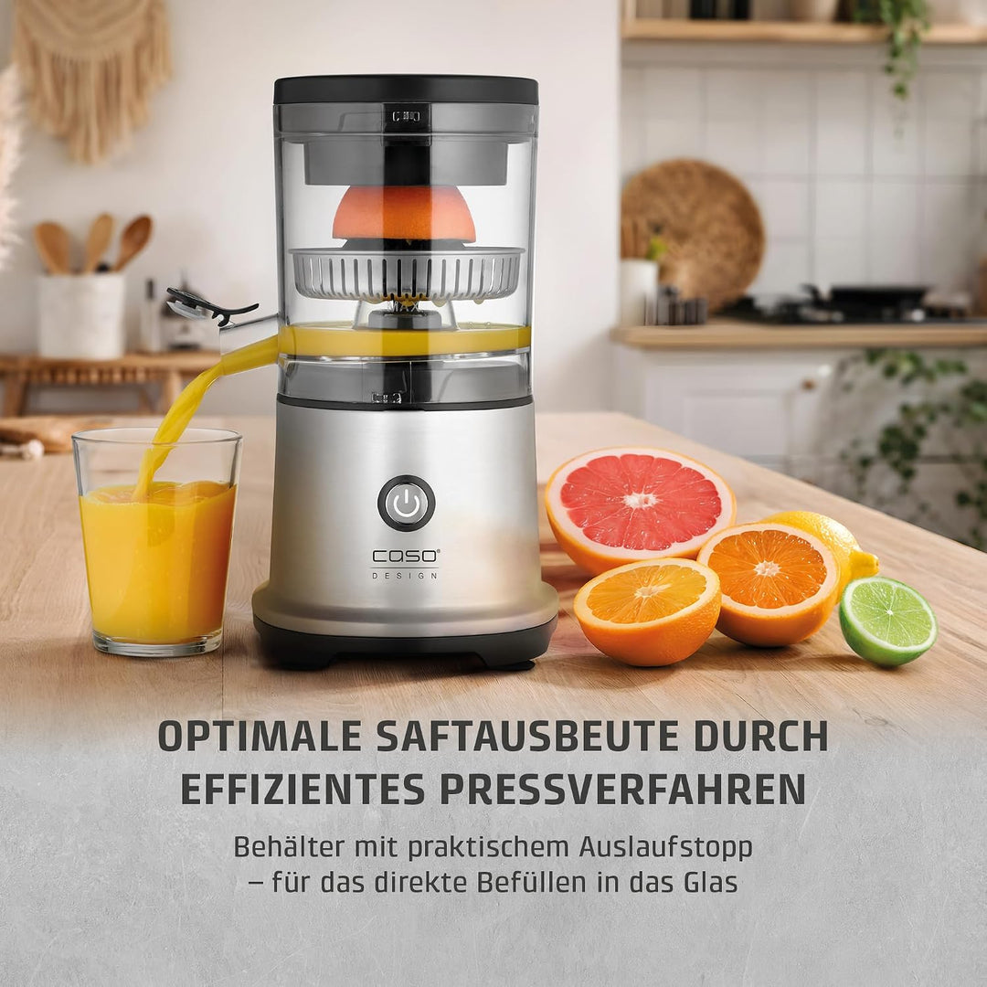 CASO CP 440 Lift Inox - elektrische Zitruspresse aus Edelstahl, BPA-Frei, Universal-Presskegel für a