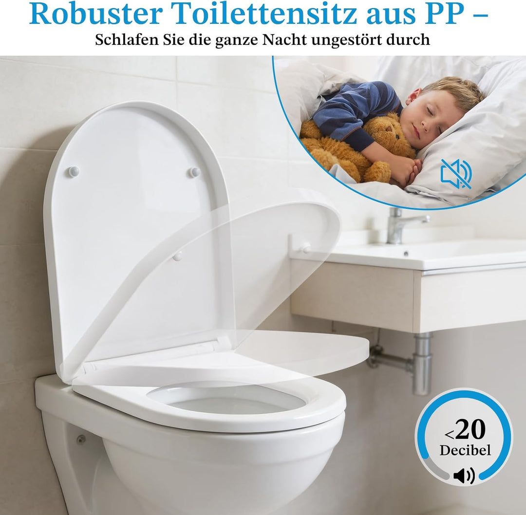 Toilettendeckel mit Absenkautomatik, WC Sitz mit Absenkautomatik Antibakteriell & UV-Beständig, Klod