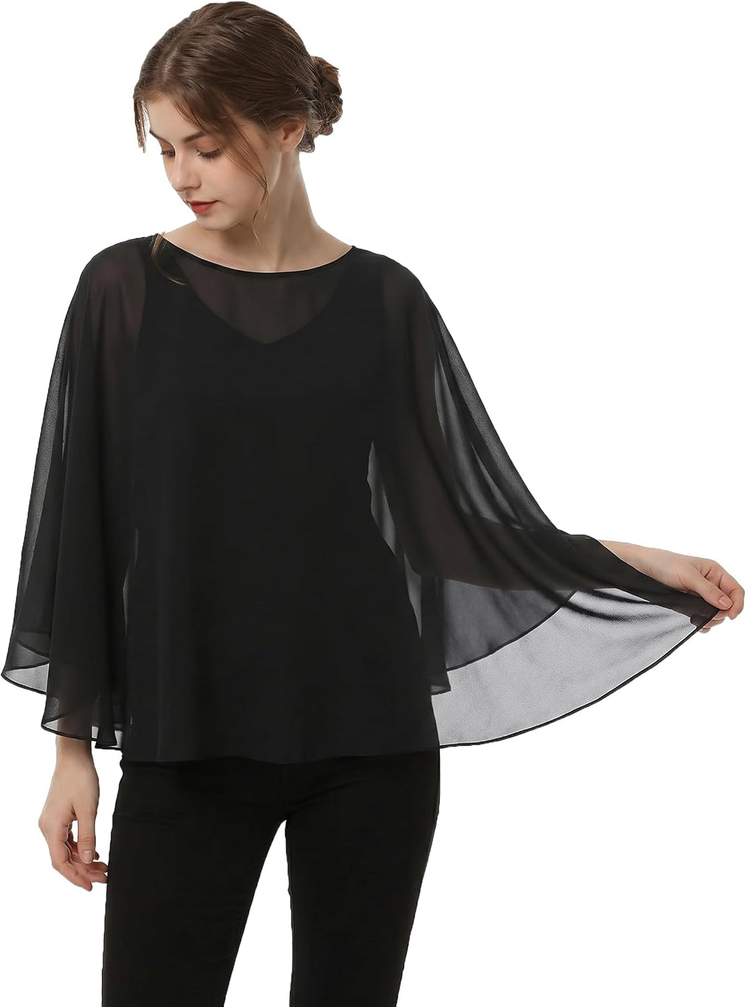 Capes for Womens Casual chiffon shawl Casual Chiffon Cape Sheer cape shawls and wraps Poncho Capelet