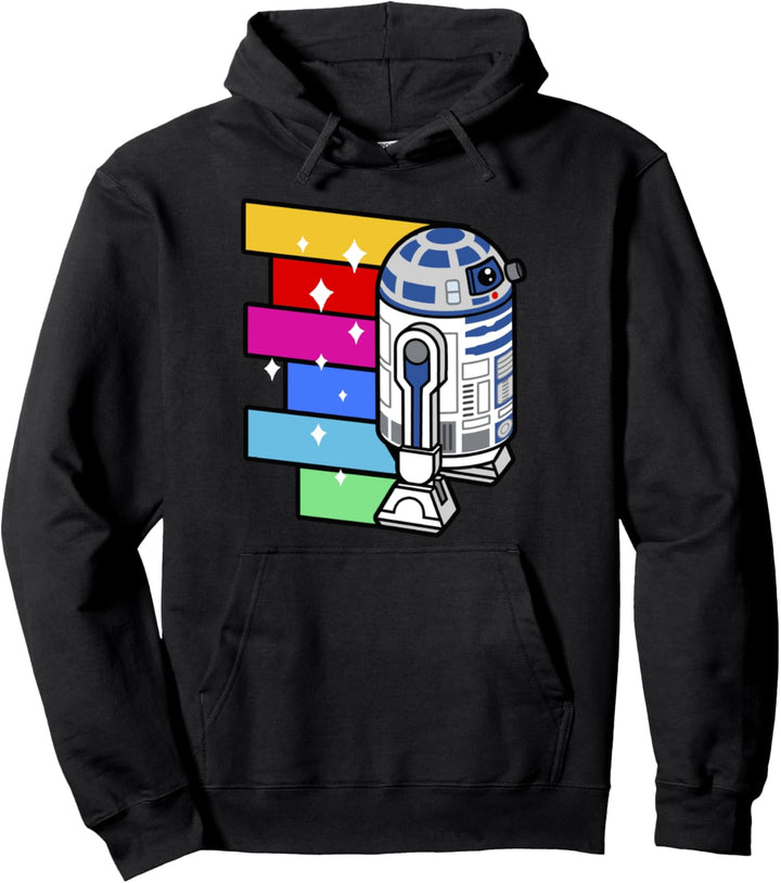 Star Wars R2-D2 Rainbow Stripes & Stars Poster Pullover Hoodie