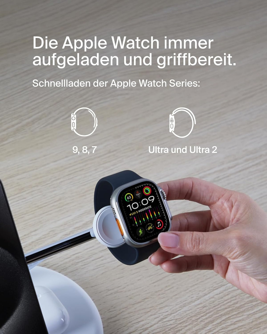 Belkin BoostCharge Pro Kabellose 3-in-1-Ladestation mit Qi2, 15W, MagSafe Kompatibel, Ladegerät Indu