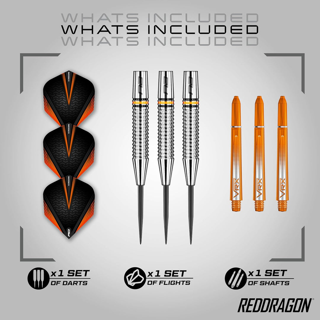 RED DRAGON Amberjack Series Steel Profi Dartpfeile Steeldarts Set mit Flights und Schäfte 24.0 Gramm