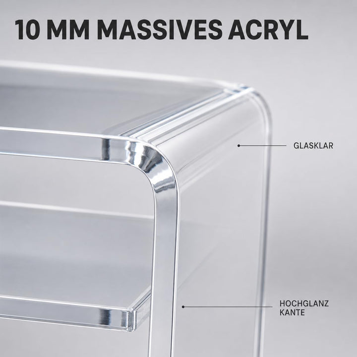 Acrylglas Monitorständer transparent aus deutscher Herstellung - Exklusive Monitorerhöhung mit Zwisc
