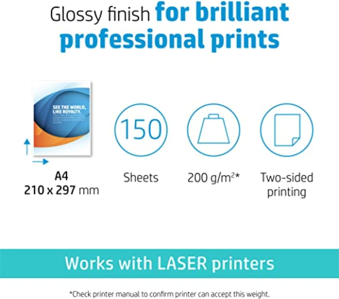 HP Professional Business Laser-Papier (A4, 150 Blatt, glänzend, 200 g/m²) glänzend A4 200g/m, glänze