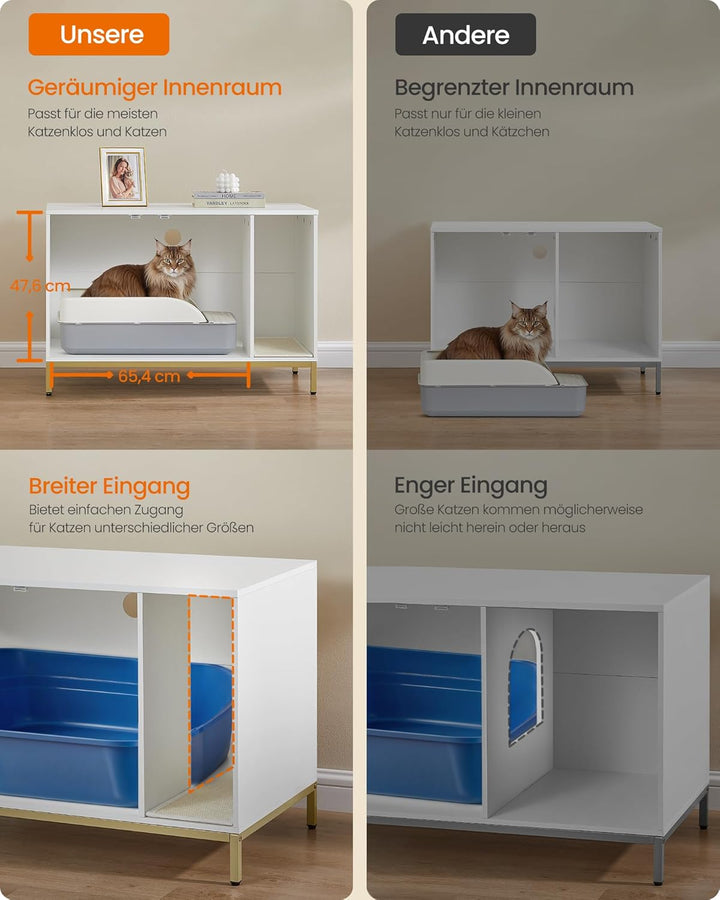 Feandrea Katzenklo-Schrank, Katzenhaus, Katzentoilette, mit Kratzmatte, hohe Beine, für Katzen, Beis