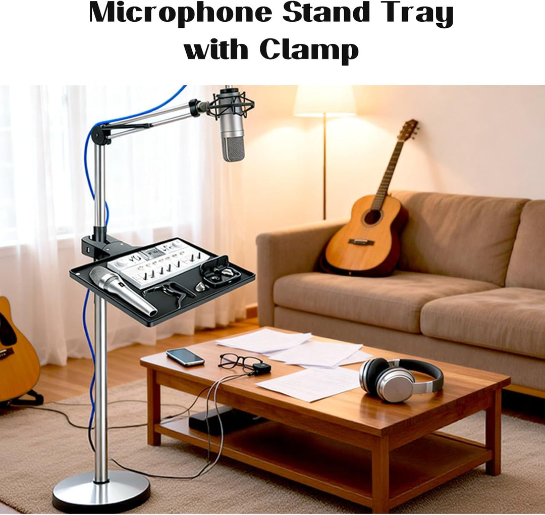 Microphone Stand Ablage, 27 x 28 x 3,5 cm Mikrofonständer Tablett Krabbenklemme Tisch Mikrofonstände