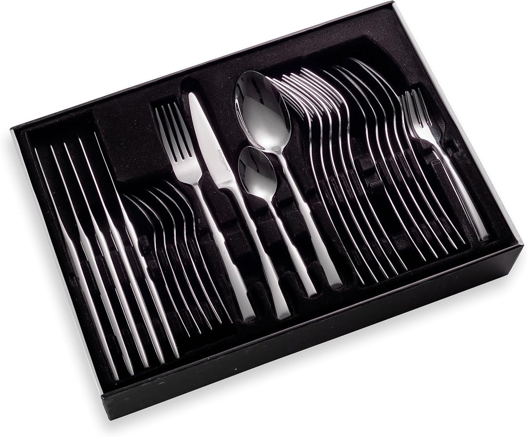ECHTWERK Tafelbesteck Avelino, Silber Edition, 42-teilig, Essbesteck für bis zu 6 Personen, Edelstah