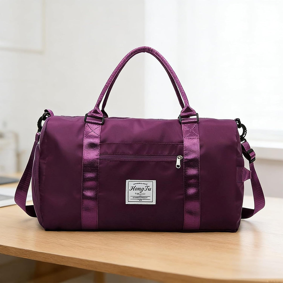 Fitness Tasche, Grau Sporttasche mit Nassfach, Tasche Herren und Damen, Purpurrot, Purpurrot