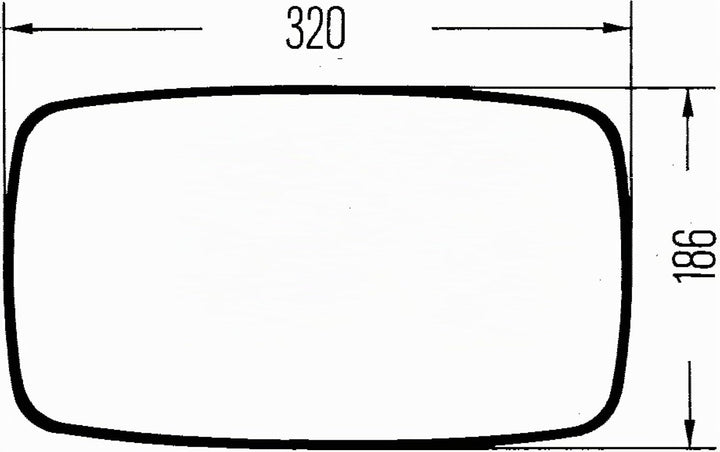 HELLA - Aussenspiegel - Kunststoffgehäuse - schwarz - Breite: 186/22mm - Höhe: 320mm - beidseitig -