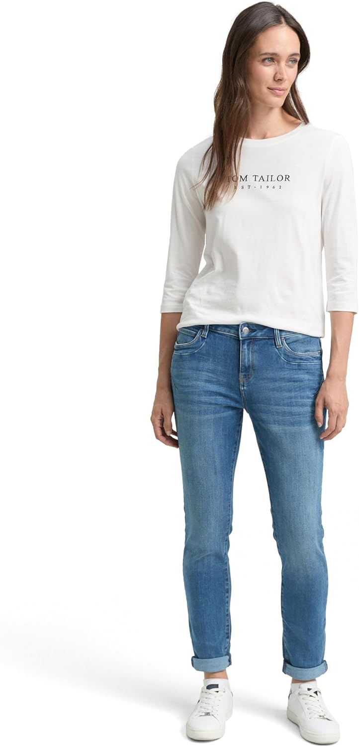 TOM TAILOR Damen Tapered Relaxed Jeans 25W / 30L 10119-used Mid Stone Blue Denim, 25W / 30L 10119-us