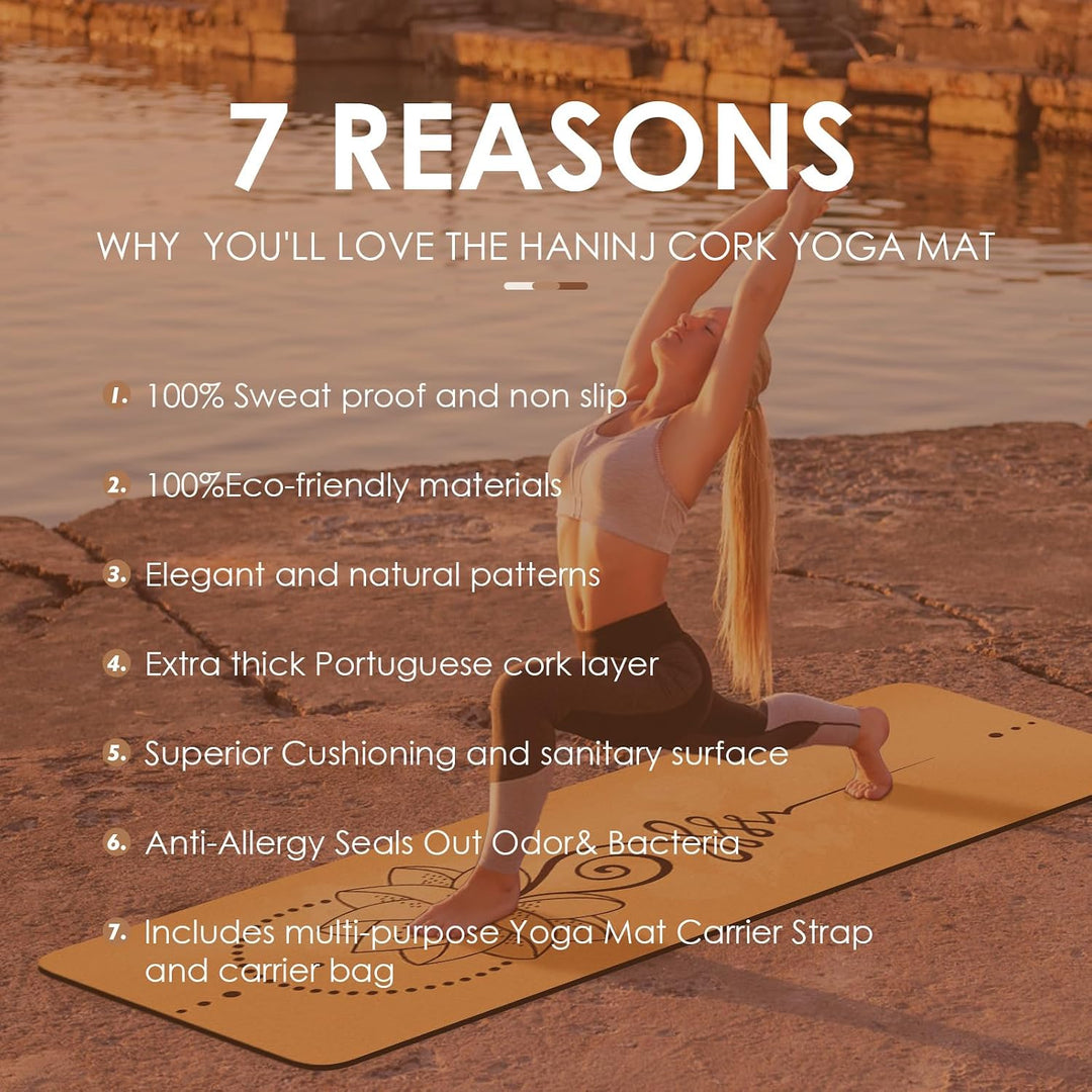 Yogamatte-Kork, Rutschfest, Einzigartiges Design, Extradick Natürlicher Kork, TPE Fitness-Trainingsm