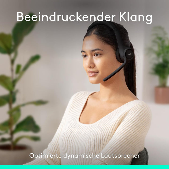 Logitech Zone 300 Wireless Bluetooth Headset mit Mikrofon inkl. Geräuschunterdrückung, kompatibel mi