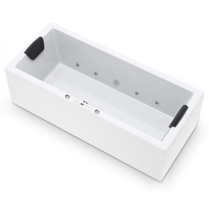 AQUADE Whirlpool Badewanne Wolfsburg Classic 170x75 cm mit LED Whirlpool Beleuchtung & Badekissen fü