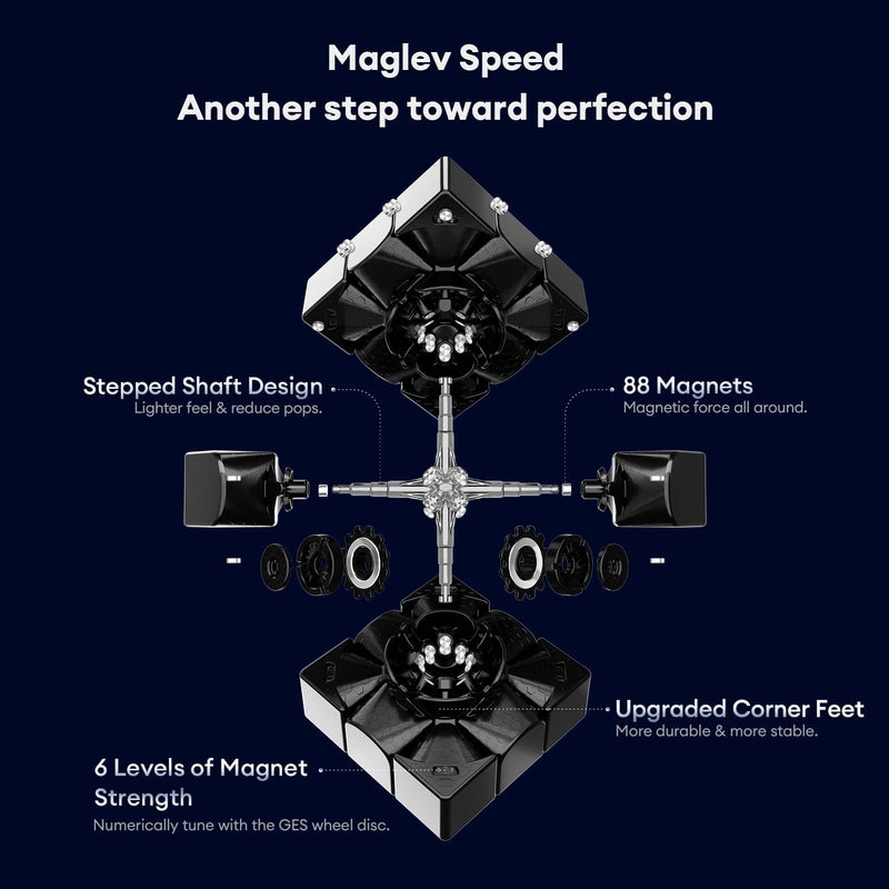 GAN 13 Maglev Magnetischer Speed Cube 3x3 Frosted Coated, Magnets Zauberwürfel 56 mm, GAN 2022 Flagg