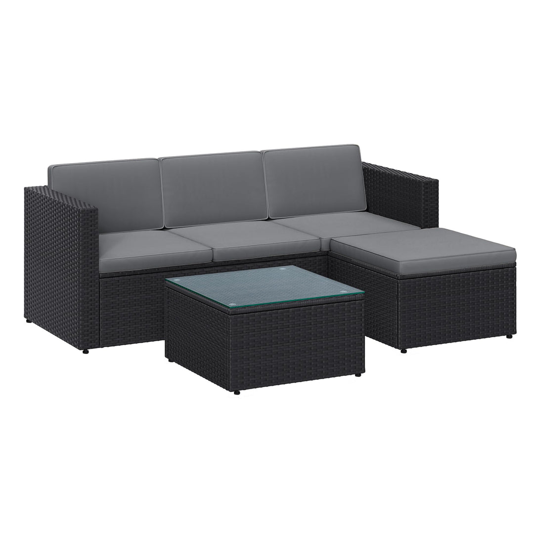 SONGMICS Gartenmöbel-Set, Balkonmöbel aus PE-Polyrattan, Terrassenmöbel, Ecksofa, Outdoor, handgeflo