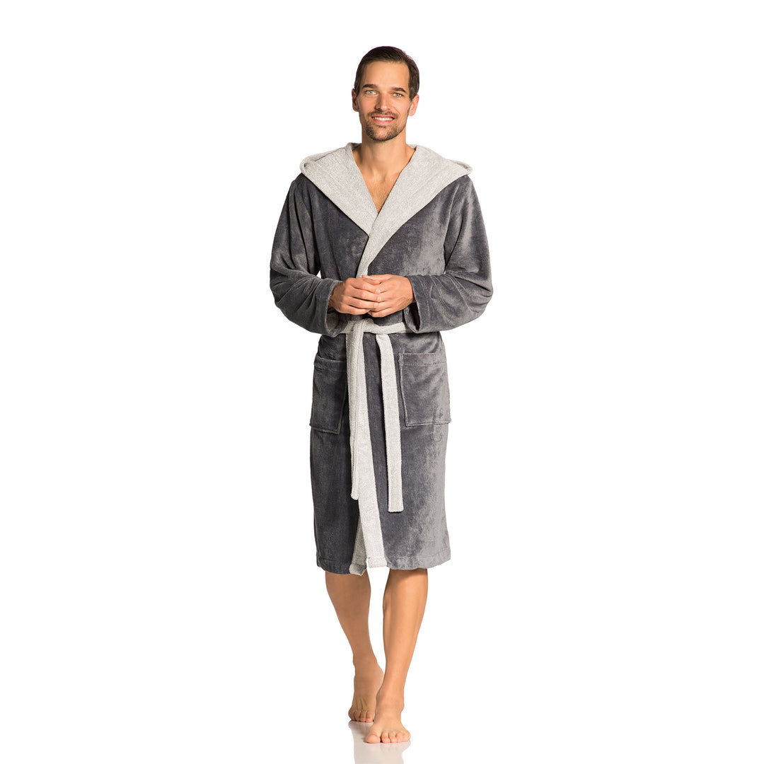 Vossen Damen &amp; Herren Bademantel Poppy XS Grau (Flanell 012), XS Grau (Flanell 012)