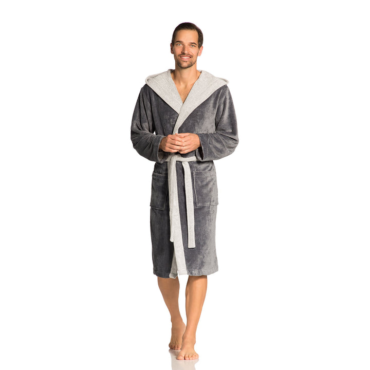 Vossen Damen &amp; Herren Bademantel Poppy XS Grau (Flanell 012), XS Grau (Flanell 012)