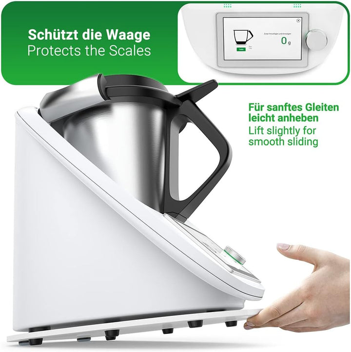 Siegvoll Gleitbrett für Thermomix TM6 TM5 Gleiter müheloses Verschieben Rollbrett aus Acryl - Weiss