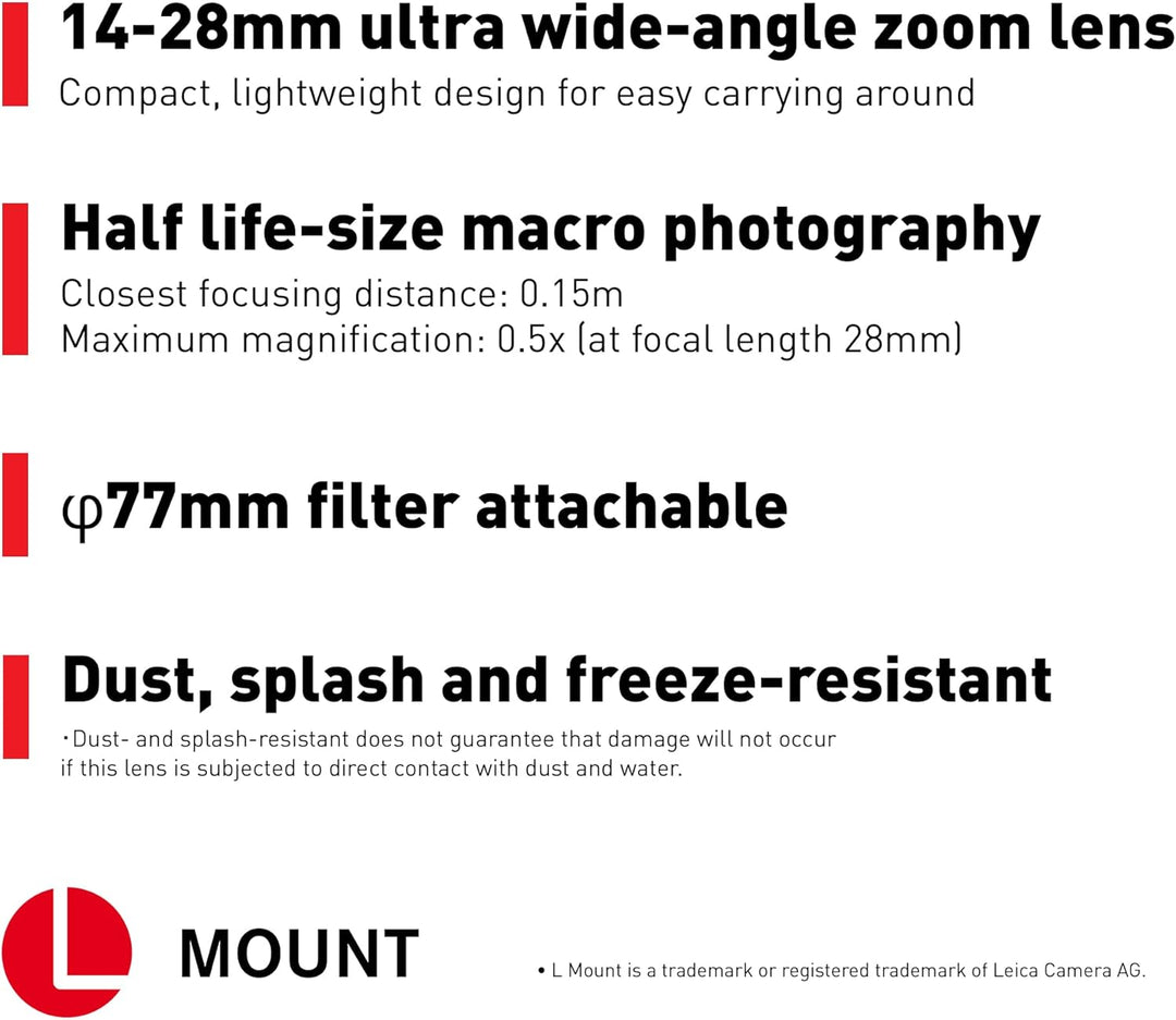 Panasonic Lumix S-R1428E Objektiv, Lumix S Objektiv, 14–28 mm Brennweite, F4-5.6 Blende, ideal für V