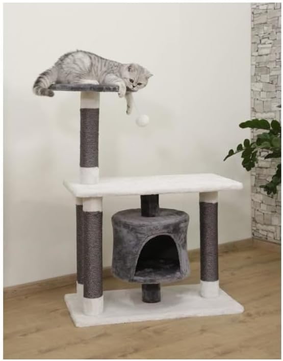 Kerbl Pet Kratzbaum Jade Darklight, Katzenbaum für kleine bis mittelgrosse Katzen, Mit Sisalsäulen/H
