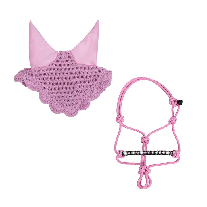 Brama West HKM Hobby Horse Set Shiny Star – Knotenhalfter & Fliegenhaube – Perfekt für Hobby Horsing