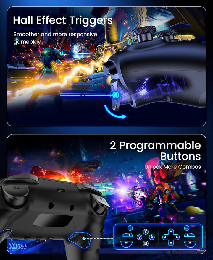 Switch 2 Controller für Switch/OLED/Lite,RGB Lichteffekte Programmierung Pro Controller Wireless mit