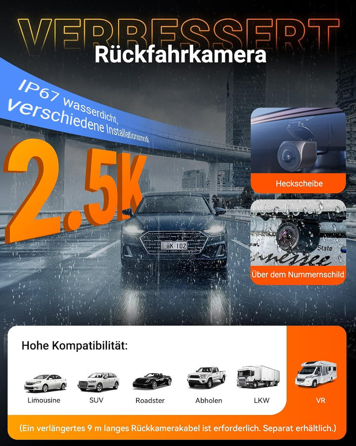 VANTRUE N4S 3 Lens STARVIS 2 Dashcam Auto, 5GHz WiF GPS 1944P+ 1440P+ 2.5K Dash Cam, 3 Channel HDR N