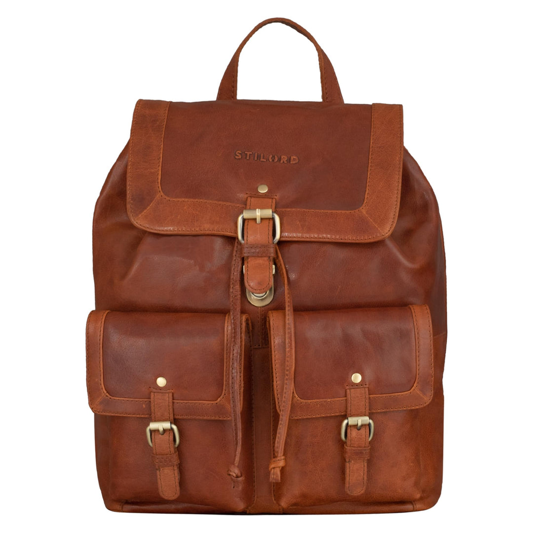 STILORD 'Nora' Grosser Lederrucksack Vintage Hochwertiger Daypack 13.3 Zoll Rucksack-Handtasche für
