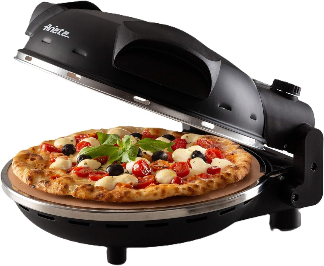 Ariete 917 Pizza in 4 Minuten, Pizzaofen, 1200 W, Schamottstein mit Antihaftbeschichtung, Höchsttemp