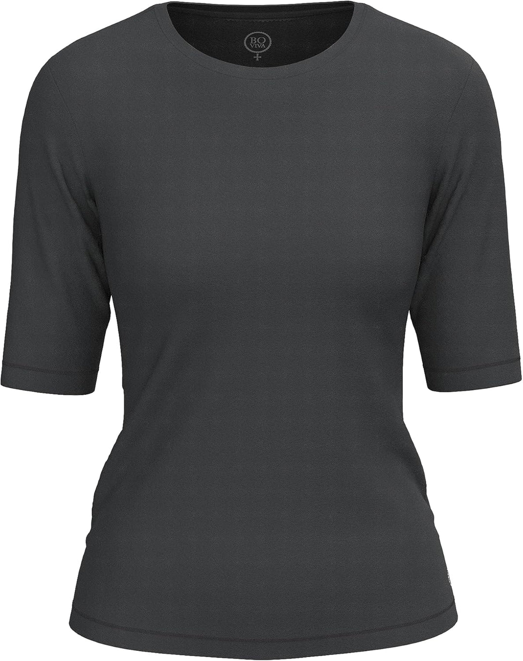 BOVIVA 10102 Damen Basic Rundhals (Round-Neck) Halbarm Kurzarm T-Shirt/Jersey Tshirt Oberteile, Basi