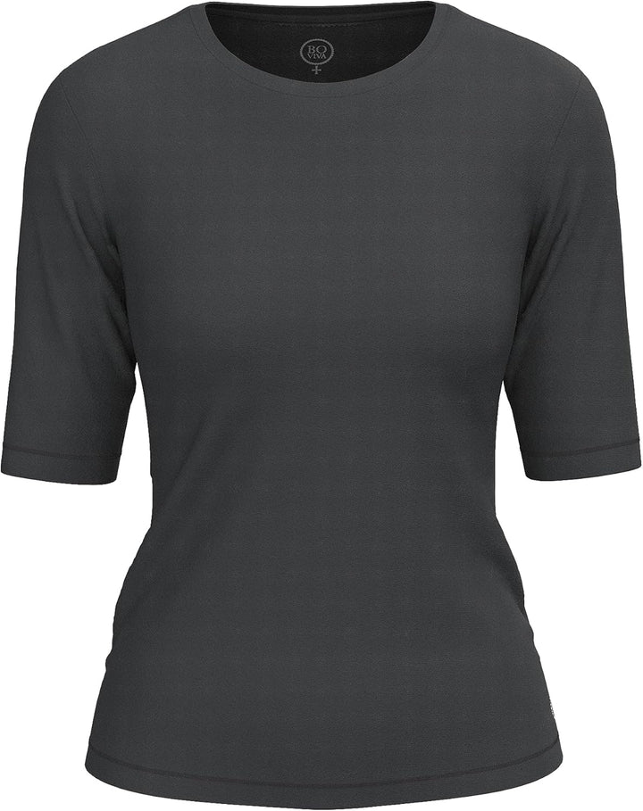 BOVIVA 10102 Damen Basic Rundhals (Round-Neck) Halbarm Kurzarm T-Shirt/Jersey Tshirt Oberteile, Basi