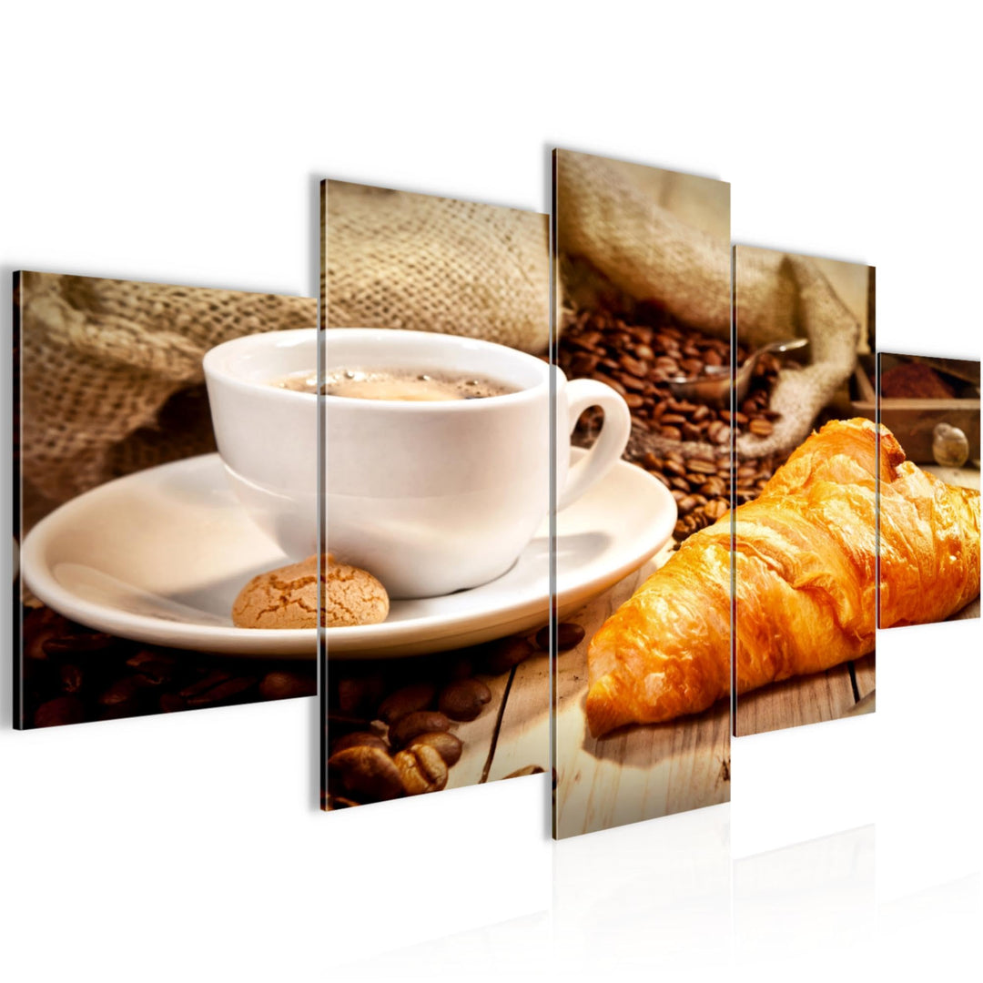 Runa Art Wandbilder Küche Kaffee 5 Teilig Bild auf Vlies Leinwand Deko Esszimmer Küchenbilder Esszim