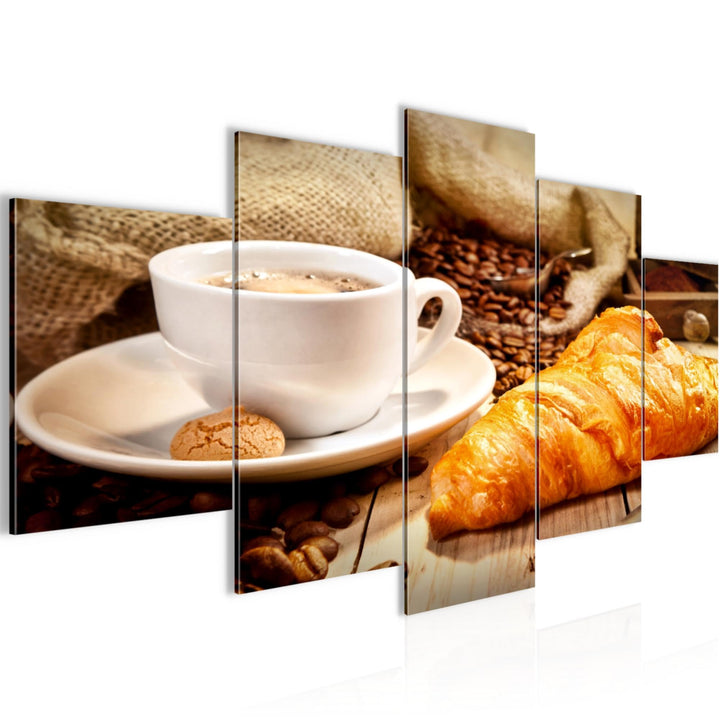 Runa Art Wandbilder Küche Kaffee 5 Teilig Bild auf Vlies Leinwand Deko Esszimmer Küchenbilder Esszim