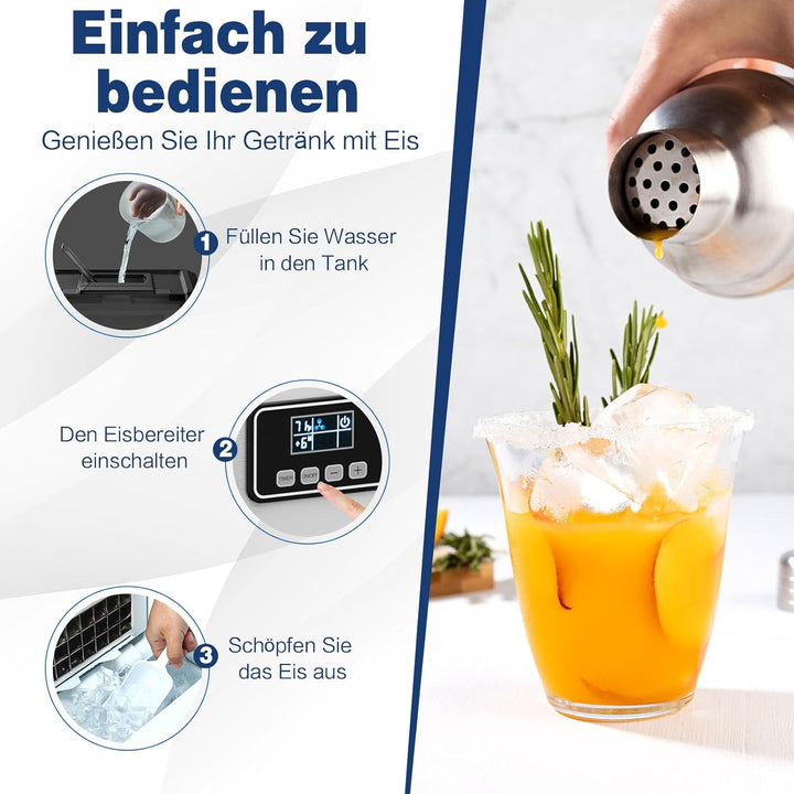 RELAX4LIFE Eiswürfelmaschine, Eiswürfelbereiter 24 Eiswürfel in 15 min, 22kg/24h, 2,4L Wassertank, I