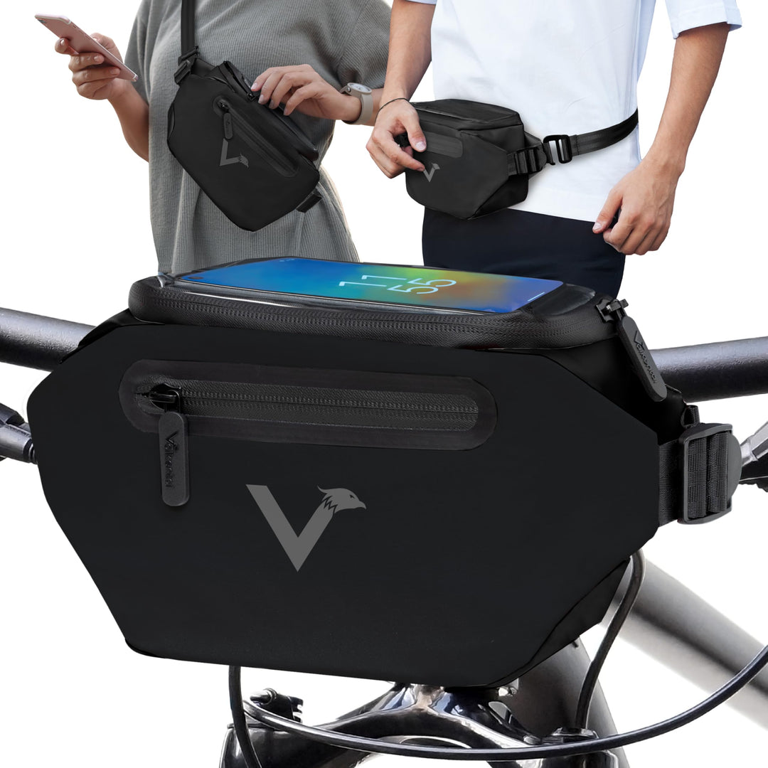 Valkental x KLICKfix 3in1 Lenkertasche 4L, Handyfach, Ebike geeignet | Vollreflektierend für hohe Si