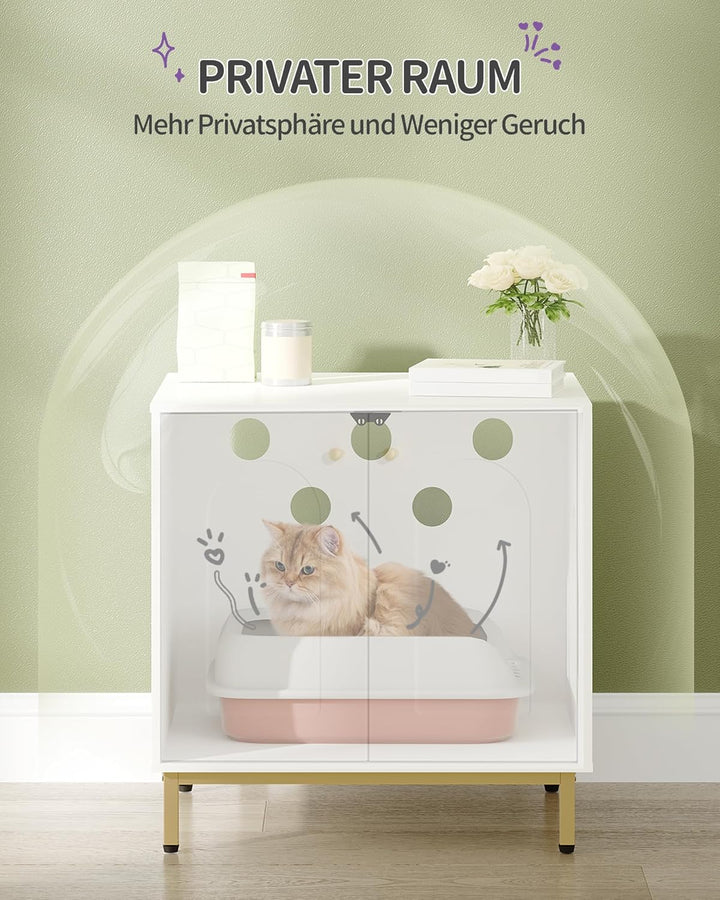 Hzuaneri Katzenschrank, Katzentoilette, Katzenklo Schrank, Katzenhaus mit Tür, Hölzerner Beistelltis