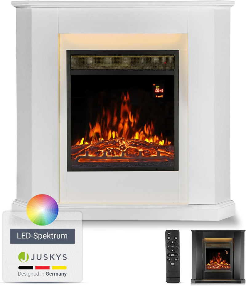 Juskys Elektrokamin 1000 / 2000 W mit Heizung, Kaminfeuer, Flammeneffekt, Fernbedienung, LED Beleuch