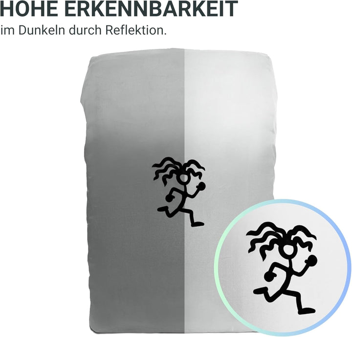 FUCHS & REBELL® Reflektierender + Wasserdichter Regenschutz für Rucksäcke, Schulranzen, Backpack, Sc