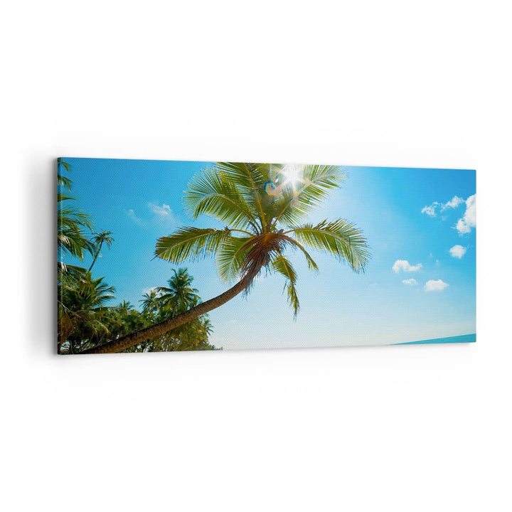 Wandbilder Dekoration Wohnzimmer Strand Palme Meer Panorama Bilder auf Leinwand 120x50cm Leinwandbil