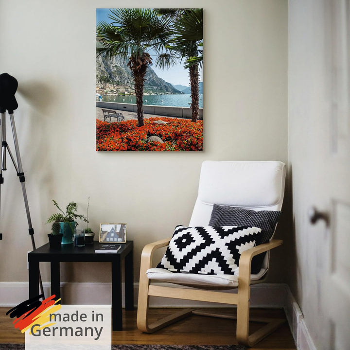 ARTland Leinwandbilder Wandbild Bild auf Leinwand 45 x 60 cm Wanddeko Natur Pflanzen Palme Pier Prom