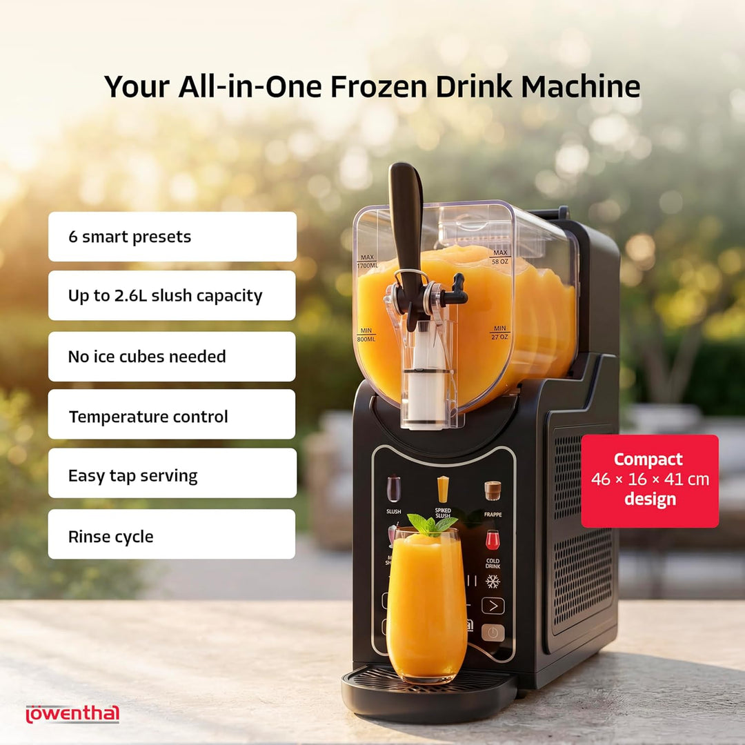 Silvergear® Slush Maschine 2,6 L ohne Eiswürfel | 46×16×41 cm | Schwarz | 6 Programme für Slush Eis,