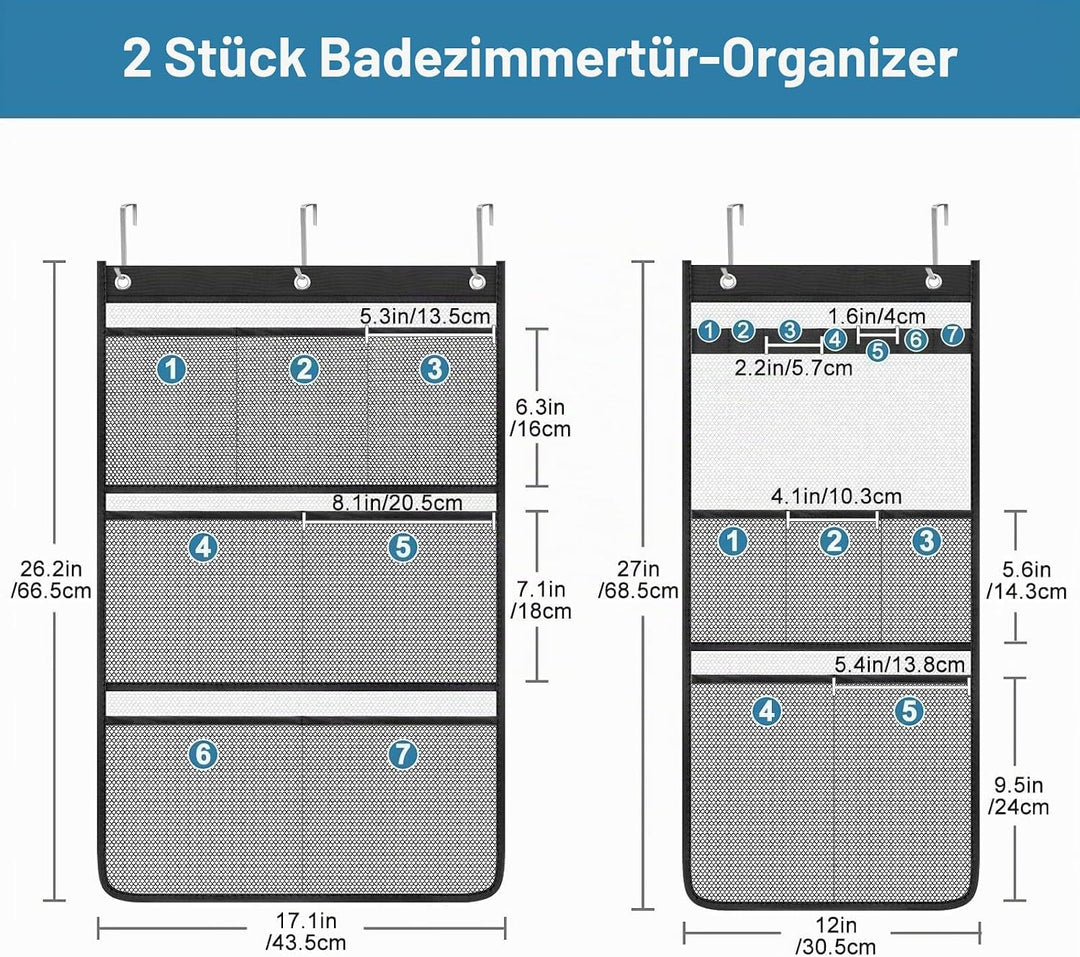 EEEKit Hängende Badezimmer Organizer, 2 Stück Dusche Organizer, Schnelltrocknende Türorganizer Hänge