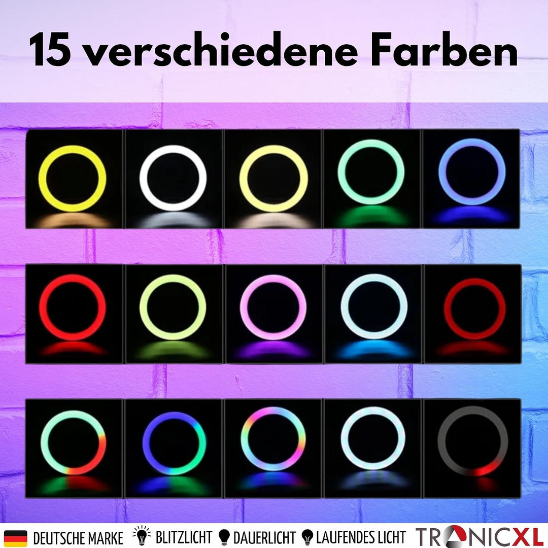 TronicXL 1,05m Premium Kamerastativ für Smartphone iPhone Stativ Tripod mit RGB Ringlicht Ringlampe