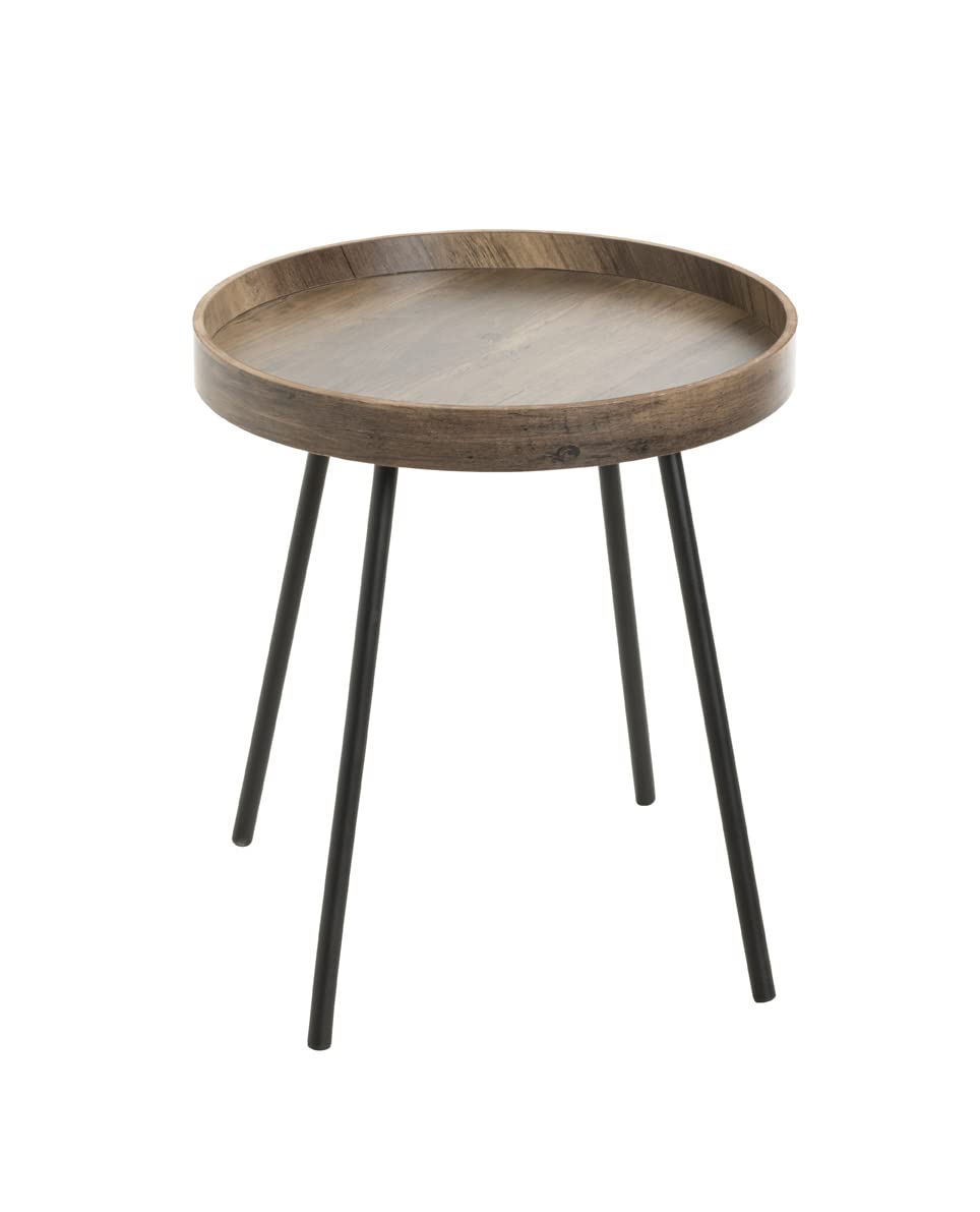 HAKU Möbel Beistelltisch, MDF, eiche, schwarz, Ø 40 x H 45 cm, Eiche, Schwarz